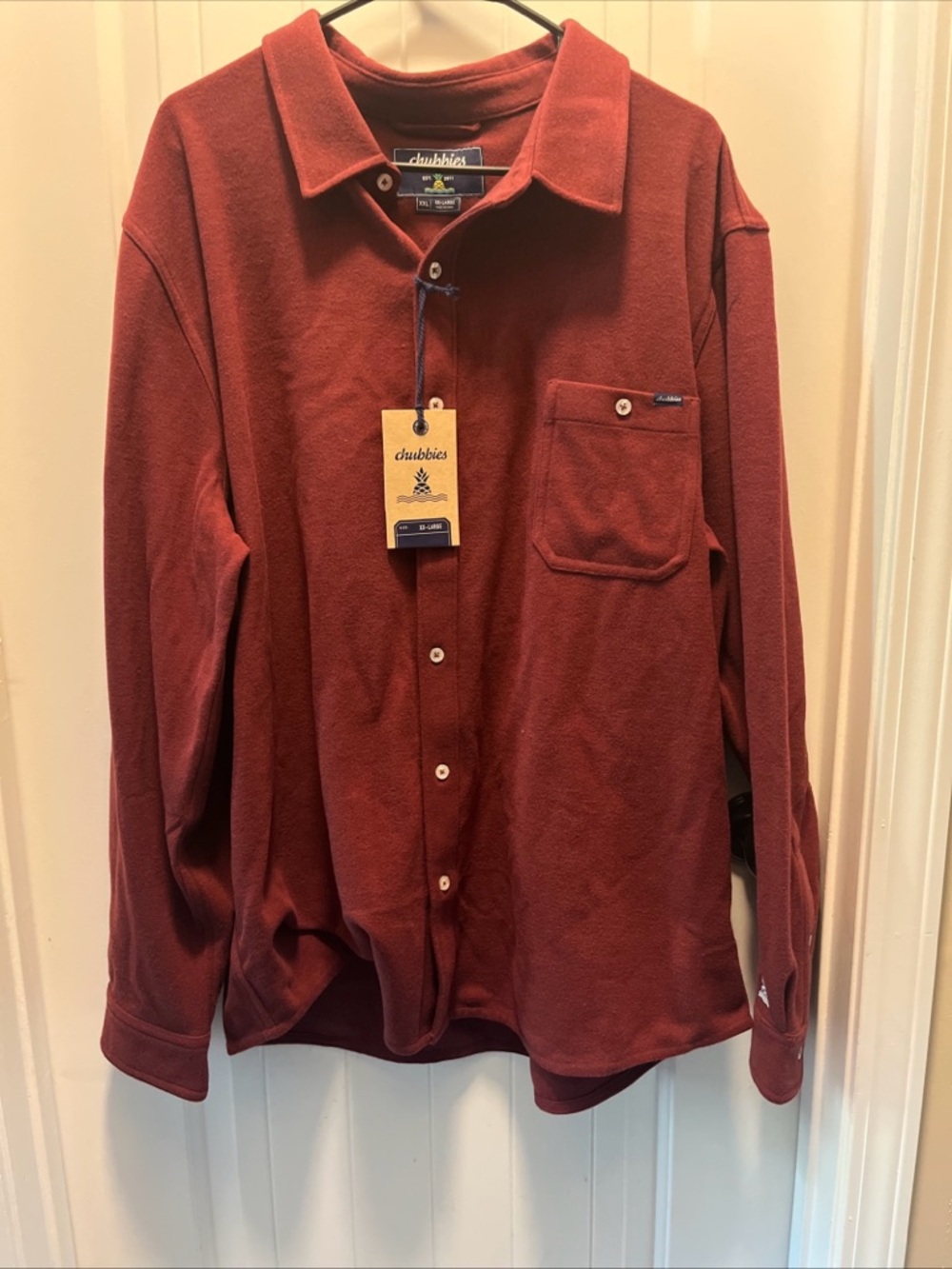 Chubbies Men's Brick Red Long-Sleeve Casual Button-Down Shirt